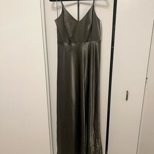 Birdy Grey Olive Satin Slip Maxi Dress